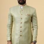 Stunning Lime Gold Banarasi Brocade Achkan for Men | Father-Son Combo | Grooms & Weddings | Jaipurio